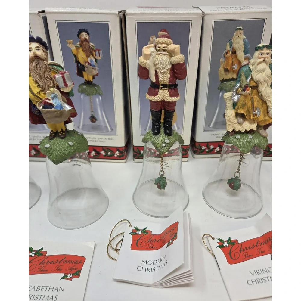 1992 Novelino Santa Bell Lot Christmas Thru The Ages Set of 6 in Boxes